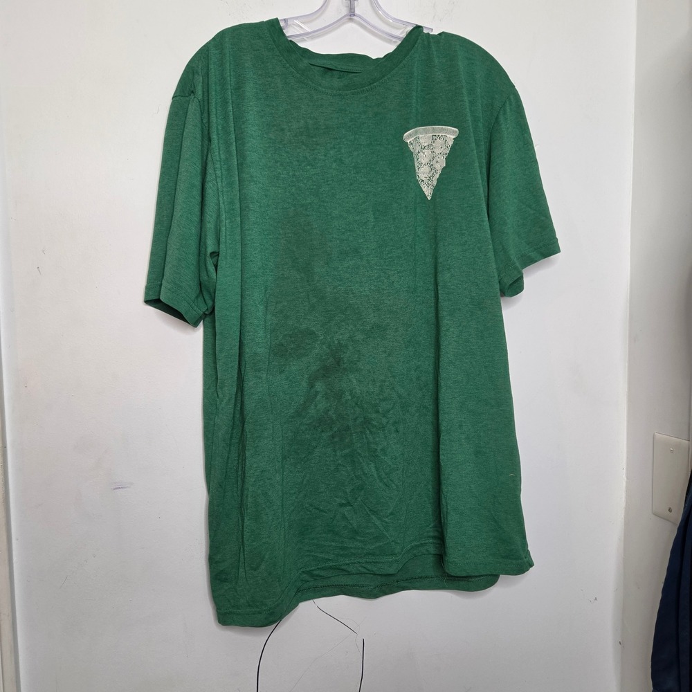 Papa Johns Be The Triangle Pizza Graphic T-Shirt‎ Mens XL Green Heathered Tee